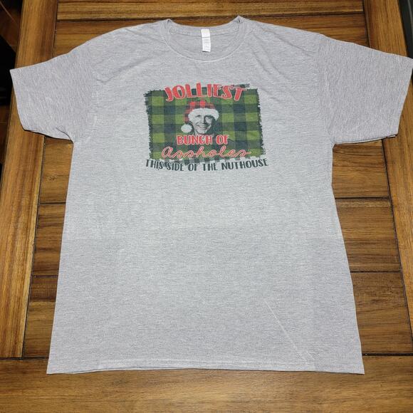Christmas Vacation Grey Unisex Tee "Jolliest Bunch Of *ssh*les..." - Size Large - Picture 1 of 4